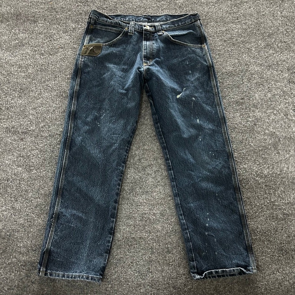 Wrangler Jeans Mens Size 34x30 Blue Riggs Workwear Relaxed Fit Denim Distressed